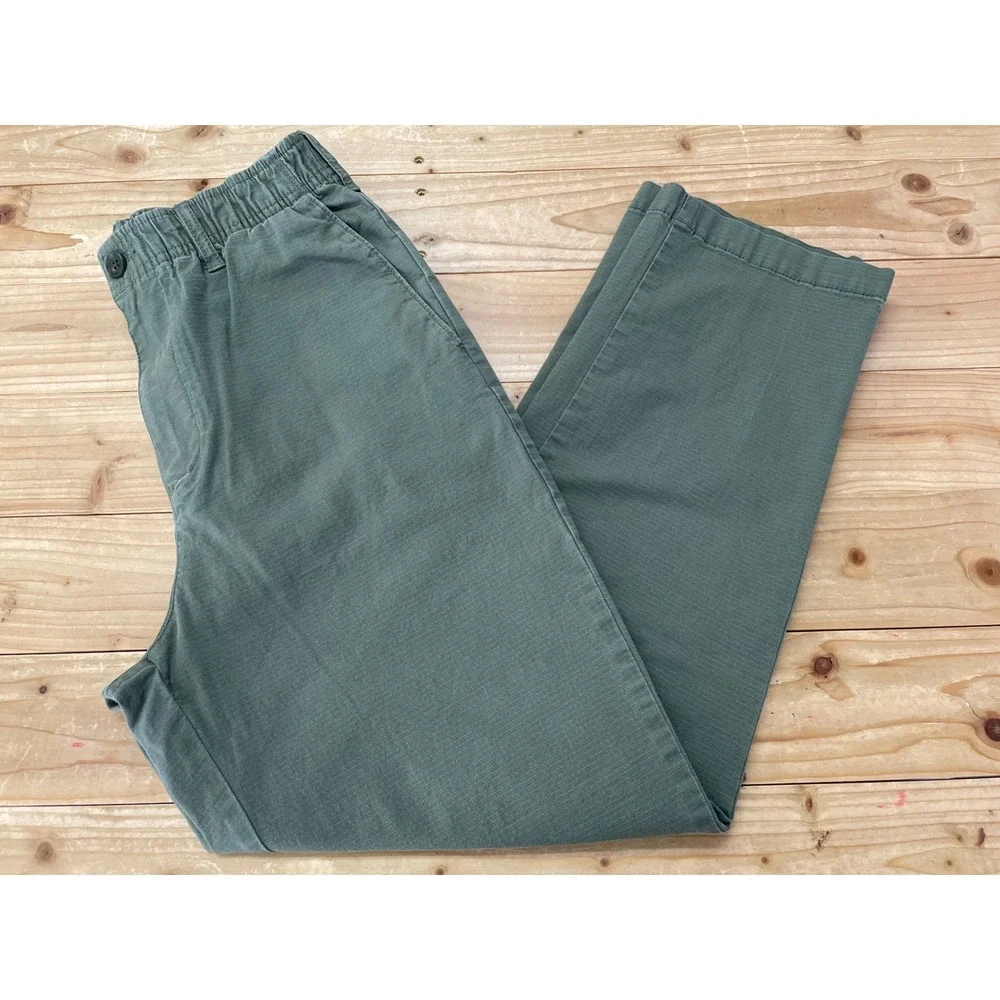 Gap Mens XS Olive Green Ripstop Elastic Waist Easy Pants Stretch Cotton Casual‎